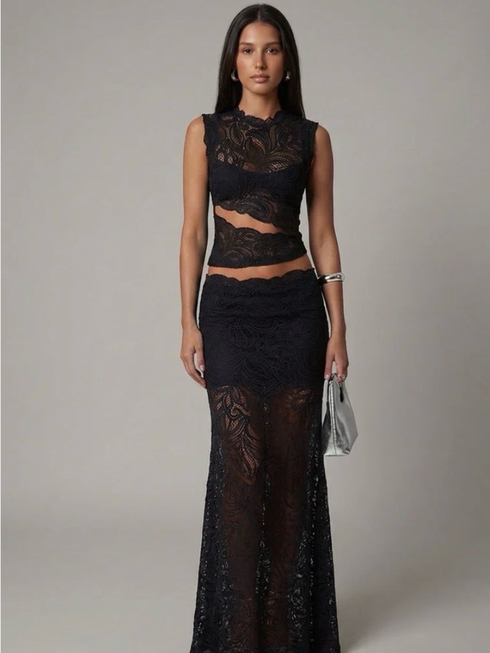 Black Lace Two-Piece Set